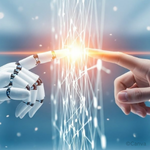 Image of a human and robot hand - sourced from Canva