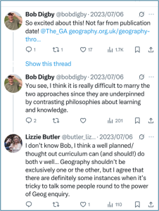 Image of X (Twitter) conversation between Bob Digby and Lizzie Butler