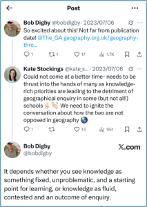 Image of conversation on X (Twitter) between Bob Digby and Kate Stockings