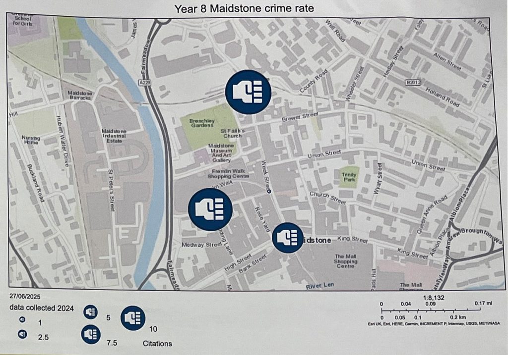 Year 8 Maidstone crime rate map