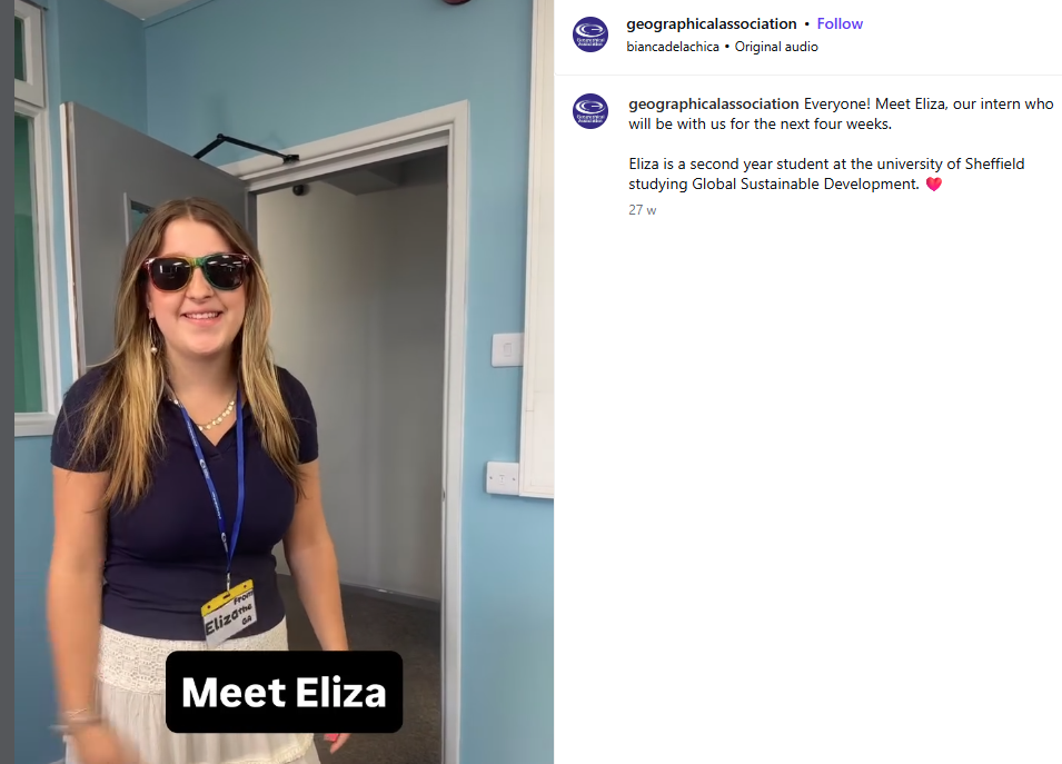 Instagram post highlight from 2025 - meet our summer intern Eliza