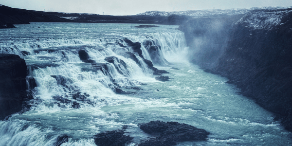 A foot in both camps - image of Gullfoss waterfall in Iceland