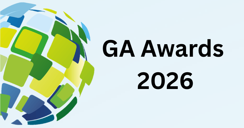 GA Awards 2026 - graphic of the world using colourful squares