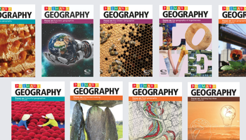 Images of Primary Geography journal covers from 2023 to 2026