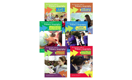 A graphic of the Everyday Guide to Primary Geography set covers