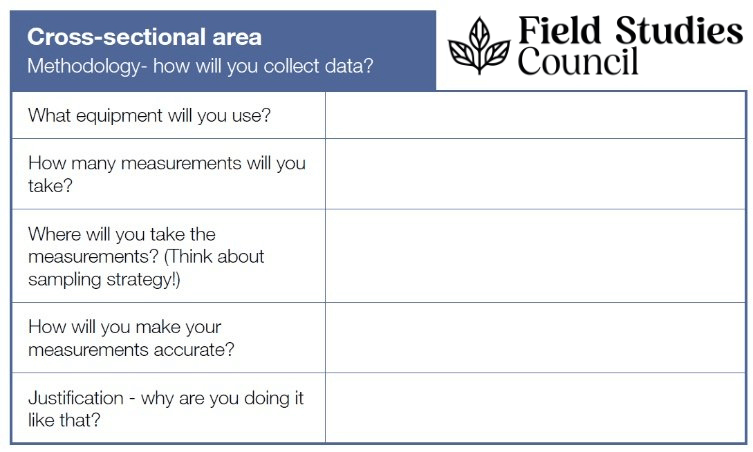 Fieldwork through enquiry - cross sectional area diagram